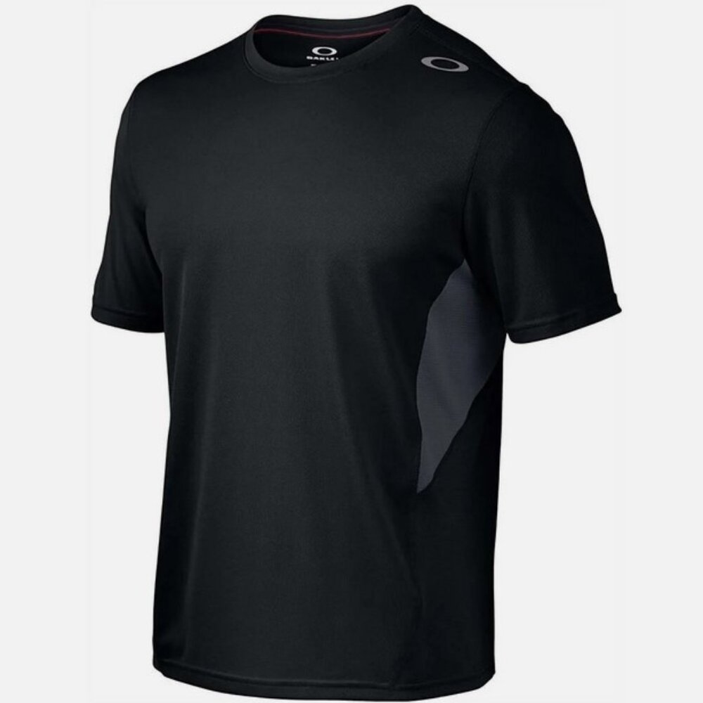 Oakley Motion SS Top Tee Shirt Jet Black Large Jersey Hydrolix Moisture Wicking